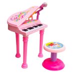 Piano Infantil Com Banquinho Importway Rosa - 1