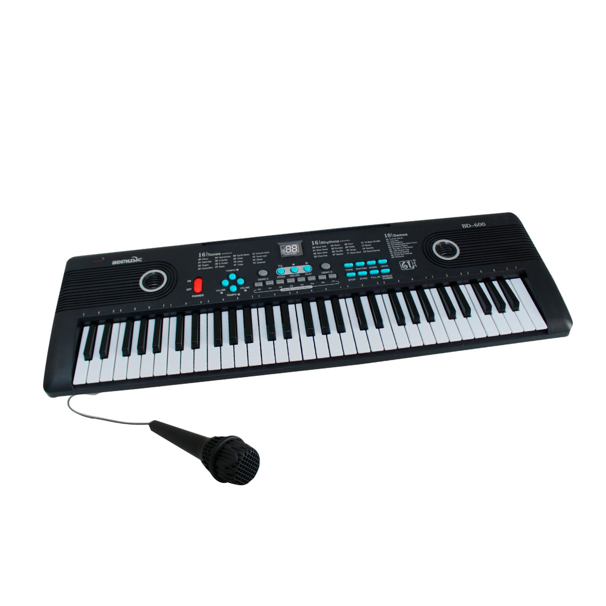 Teclado Musical Infantil com Microfone Preto no Atacado