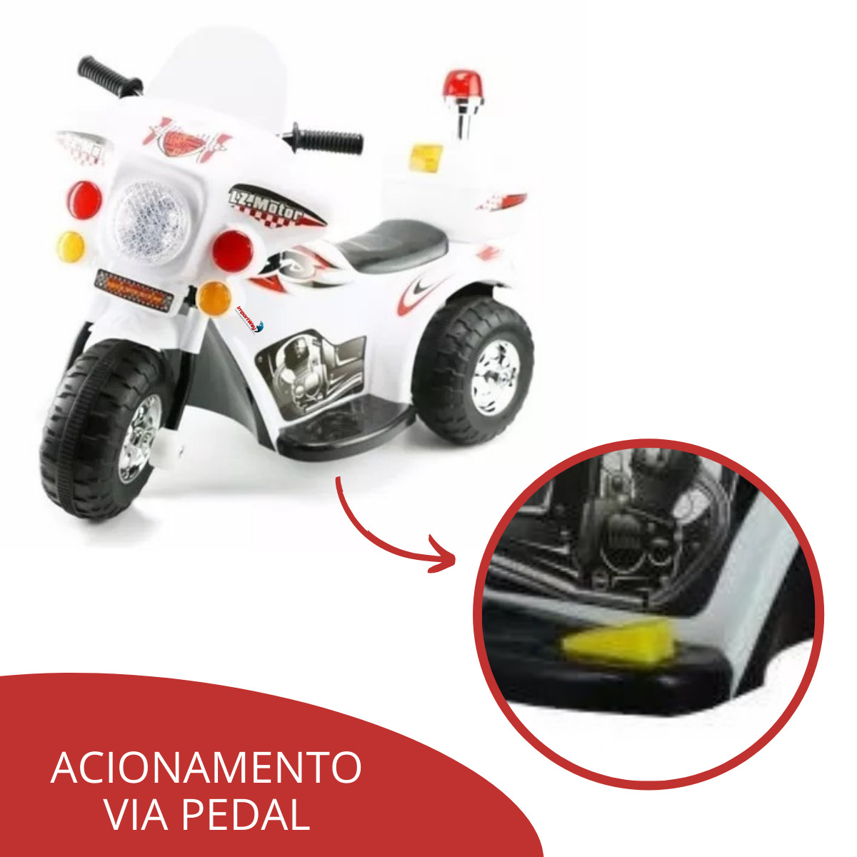 Triciclo Mini Moto Elétrica Infantil Cor Preta Som e Farol com Luz -  Importway