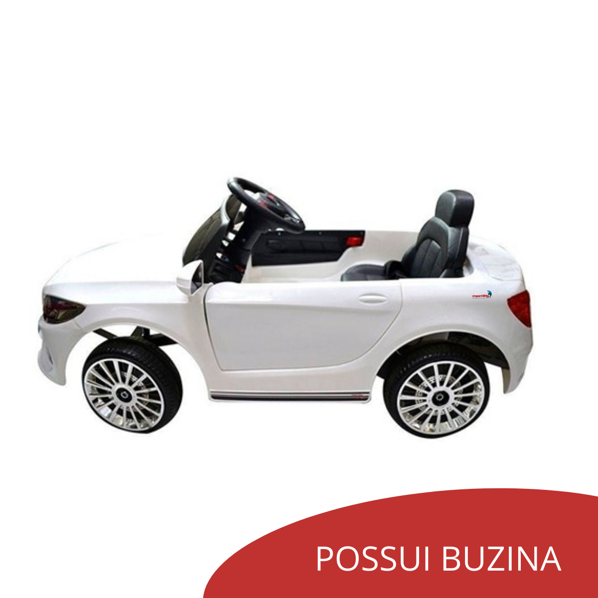 Mini Carro Elétrico Infantil com Controle Remoto - BW007BR - Importway -  Branco