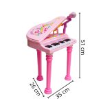 Piano Infantil Com Banquinho Importway Rosa - 2