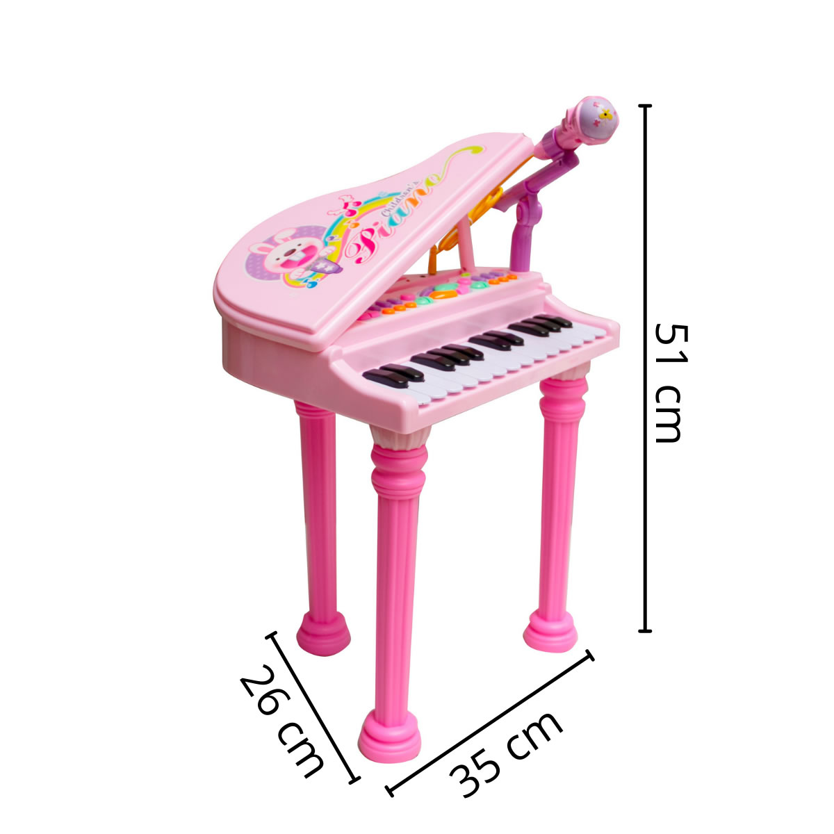 Teclado Piano Musical Infantil Rosa - HBUG003