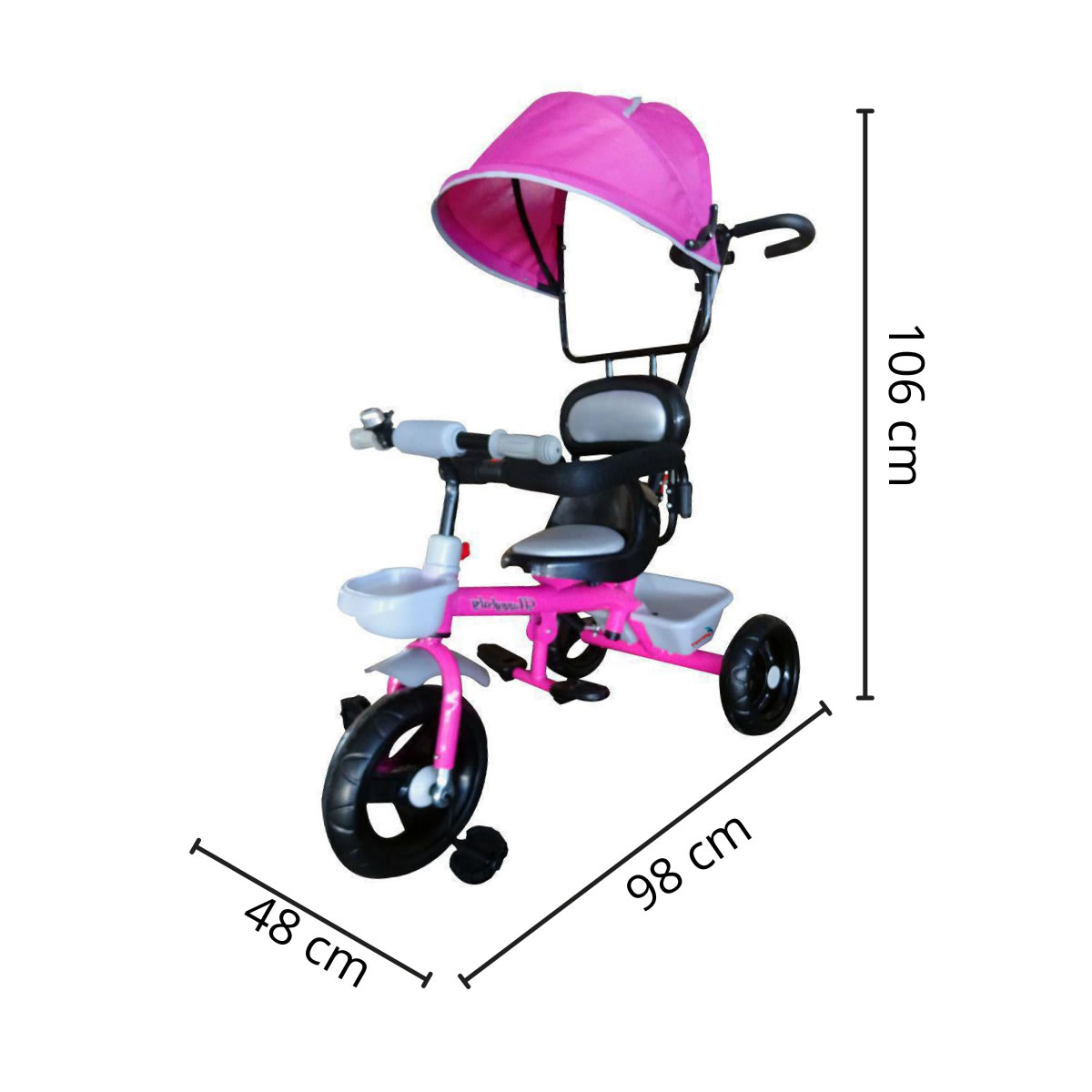 Triciclo Infantil Empurrador Com Capota Rosa BW084RS