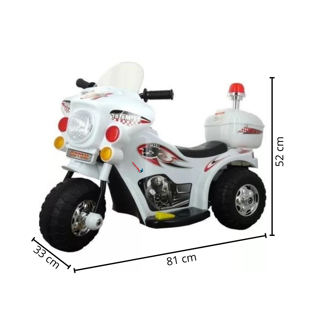 Mini Moto Eletrica Infantil Policia Criança Som Luz Branca