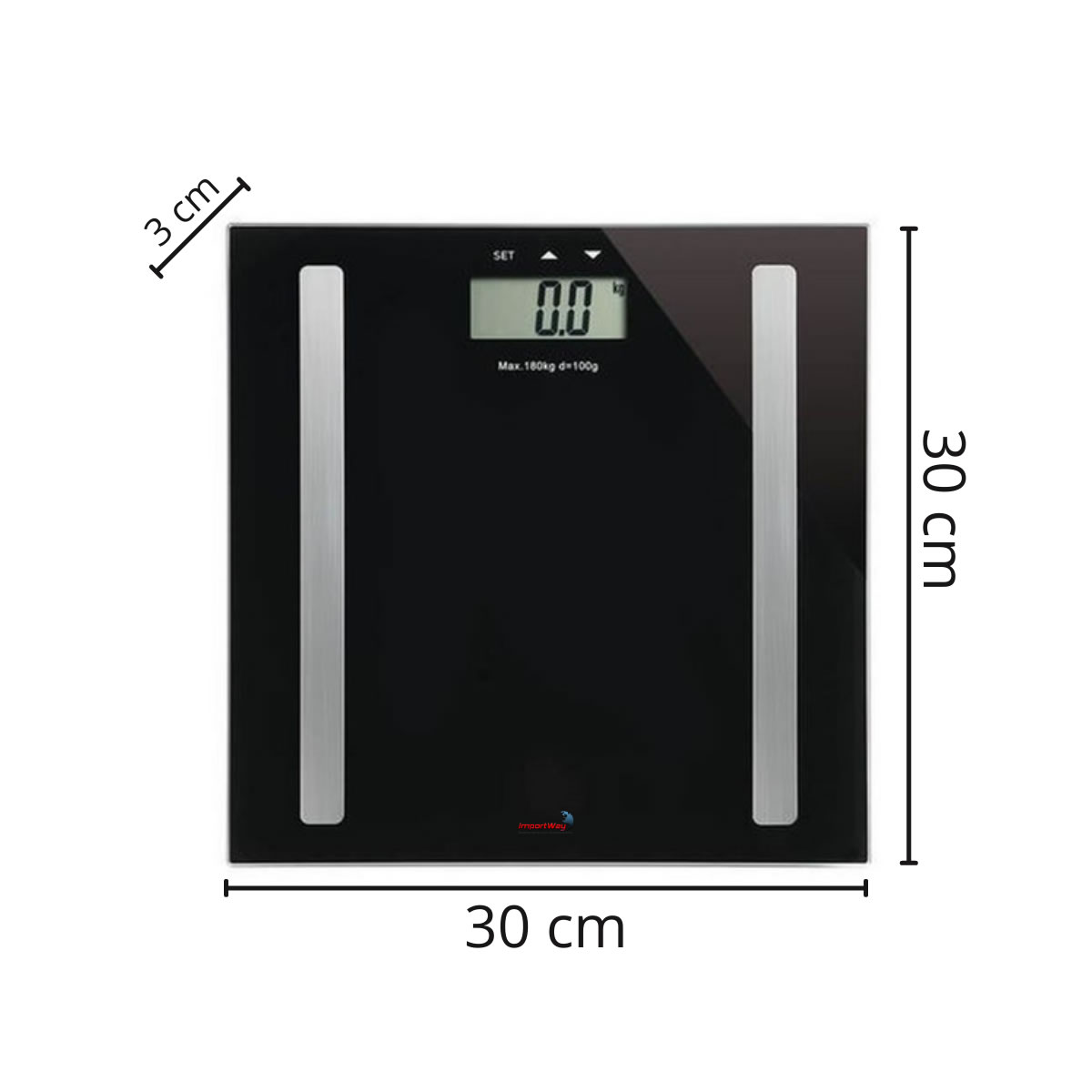 Balança Digital Bioimpedância Importway Alta Precisão Preta
