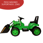 Mini Trator Escavadeira Elétrico Infantil 12v Verde BW081VD - 3