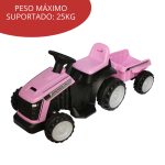 Carrinho Mini Trator Infantil Elétrico Rosa 6v Com Reboque BW079RS - 3