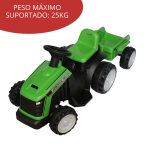 Carrinho Mini Trator Infantil Elétrico Verde 6v Com Reboque BW079VD - 2