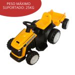 Carrinho Mini Trator Infantil Elétrico Amarelo 6v Com Reboque BW079AM - 3