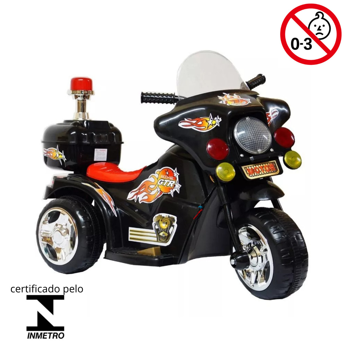 Mini Moto Elétrica Triciclo Criança Infantil Bateria Policia