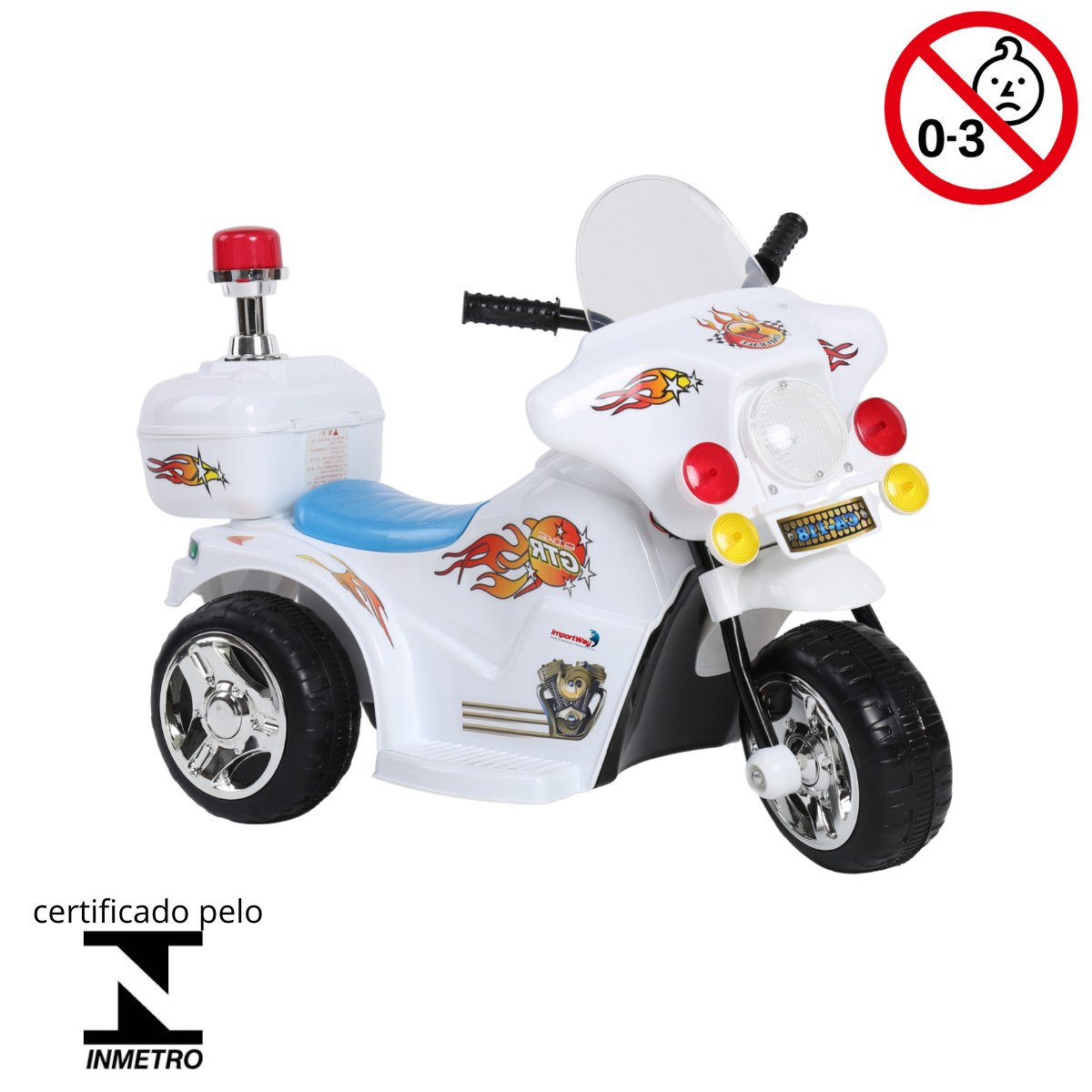 MINI MOTO ELETRICA INFANTIL 6V BRANCO - IMPORTWAY - Ri Happy