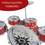 Bateria Infantil Com Banquinho Vermelha BW039VM - 2