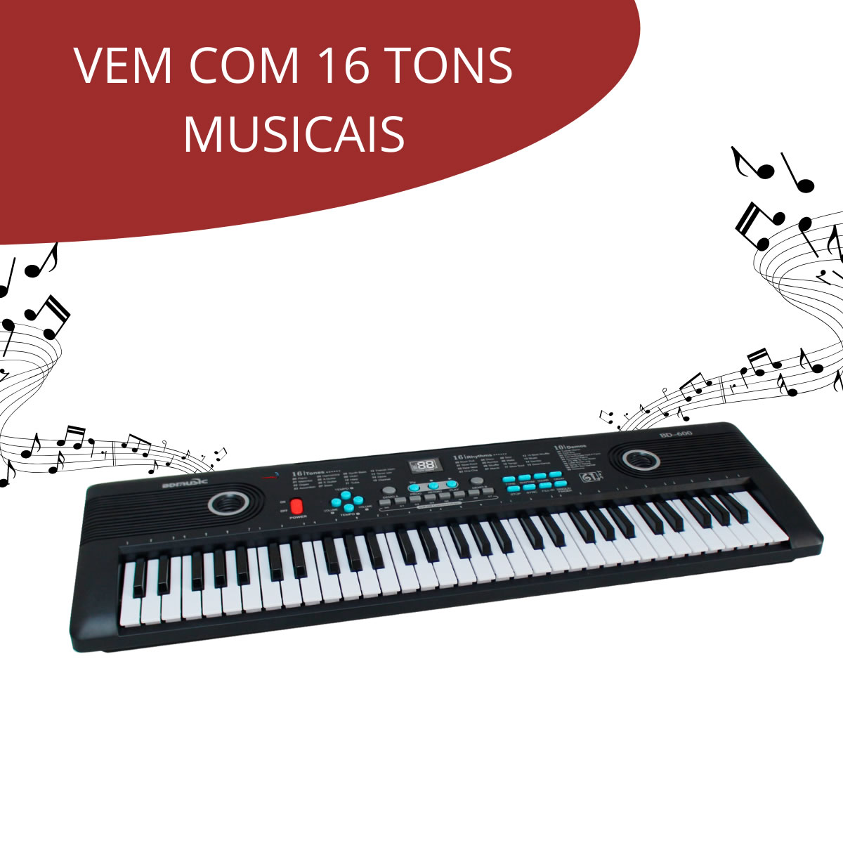 61 Teclado Infantil com Microfone teclado piano elétrico