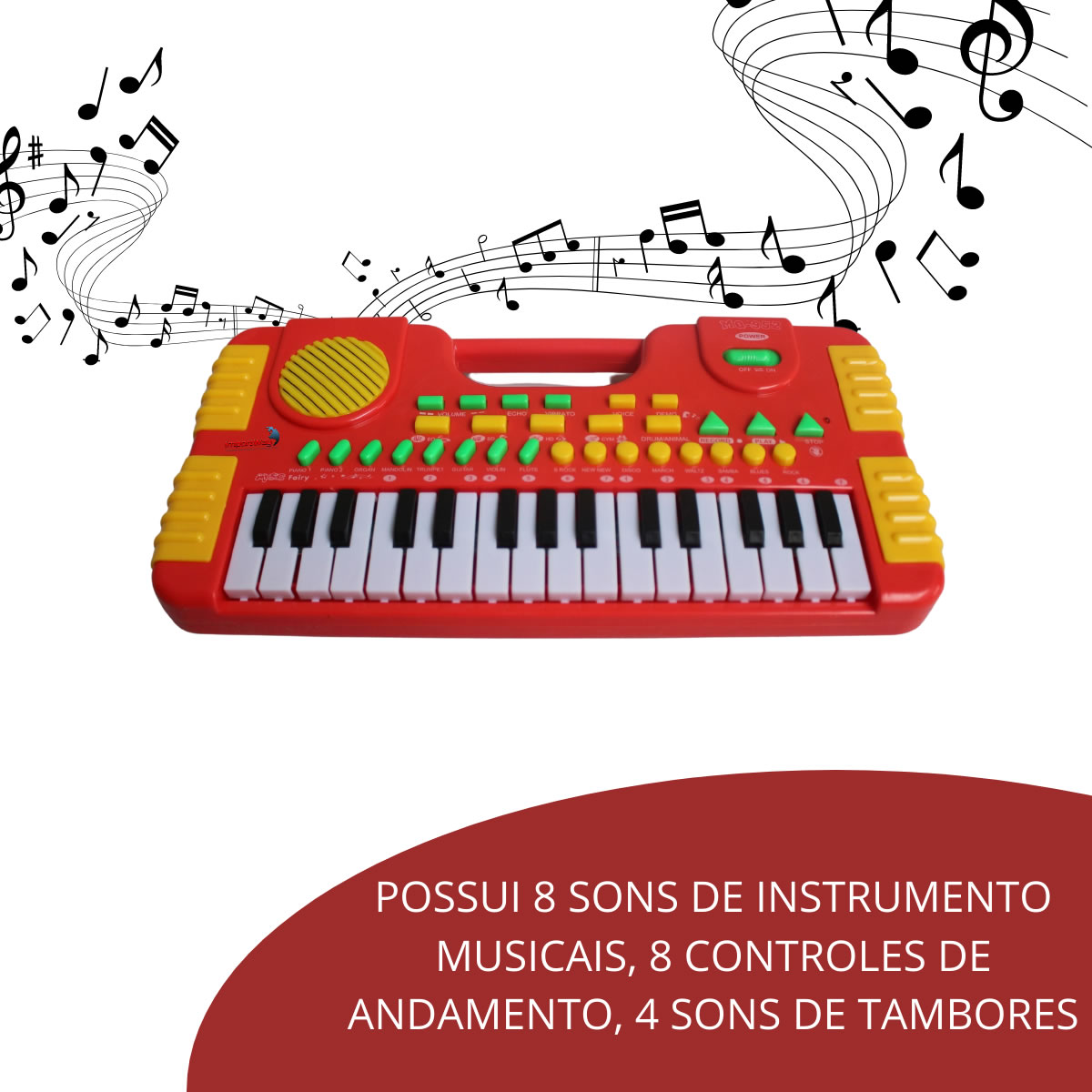 Piano Teclado Brinquedo Infantil Musical Clássico Vermelho