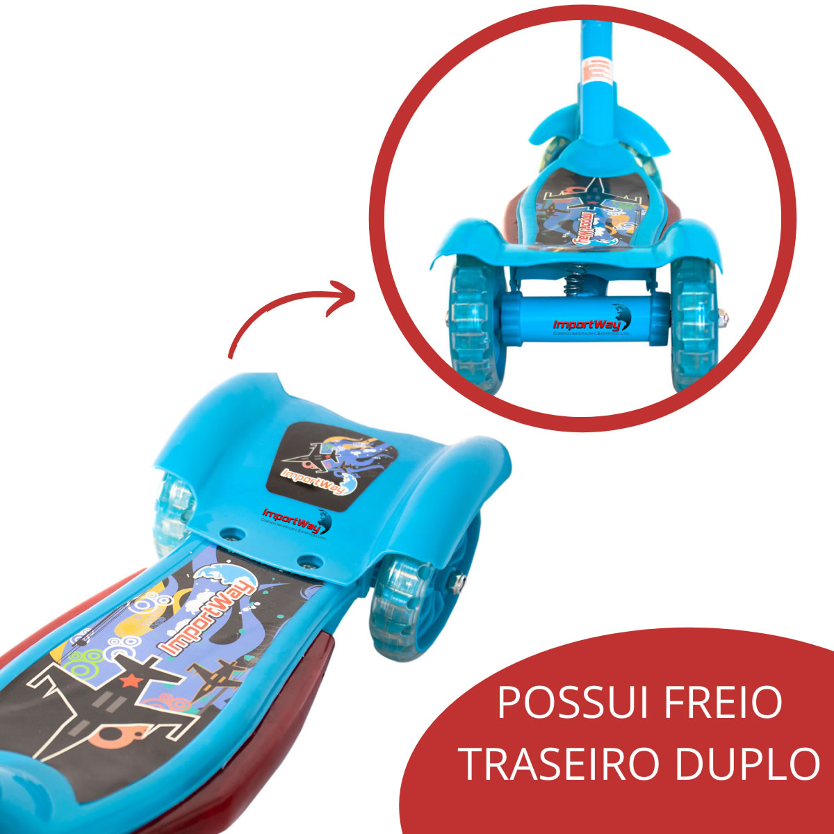 Patinete Infantil com 3 Rodas - Patinete Triline Com Cesta - Azul -  superlegalbrinquedos