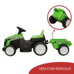 Carrinho Mini Trator Infantil Elétrico Verde 6v Com Reboque BW079VD - 3