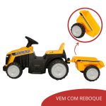 Carrinho Mini Trator Infantil Elétrico Amarelo 6v Com Reboque BW079AM - 4