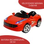 Mini Carro Elétrico Infantil 6v Vermelho BW005VM - 4