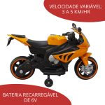 Mini Moto Elétrica 6V Laranja BW127LR - 3