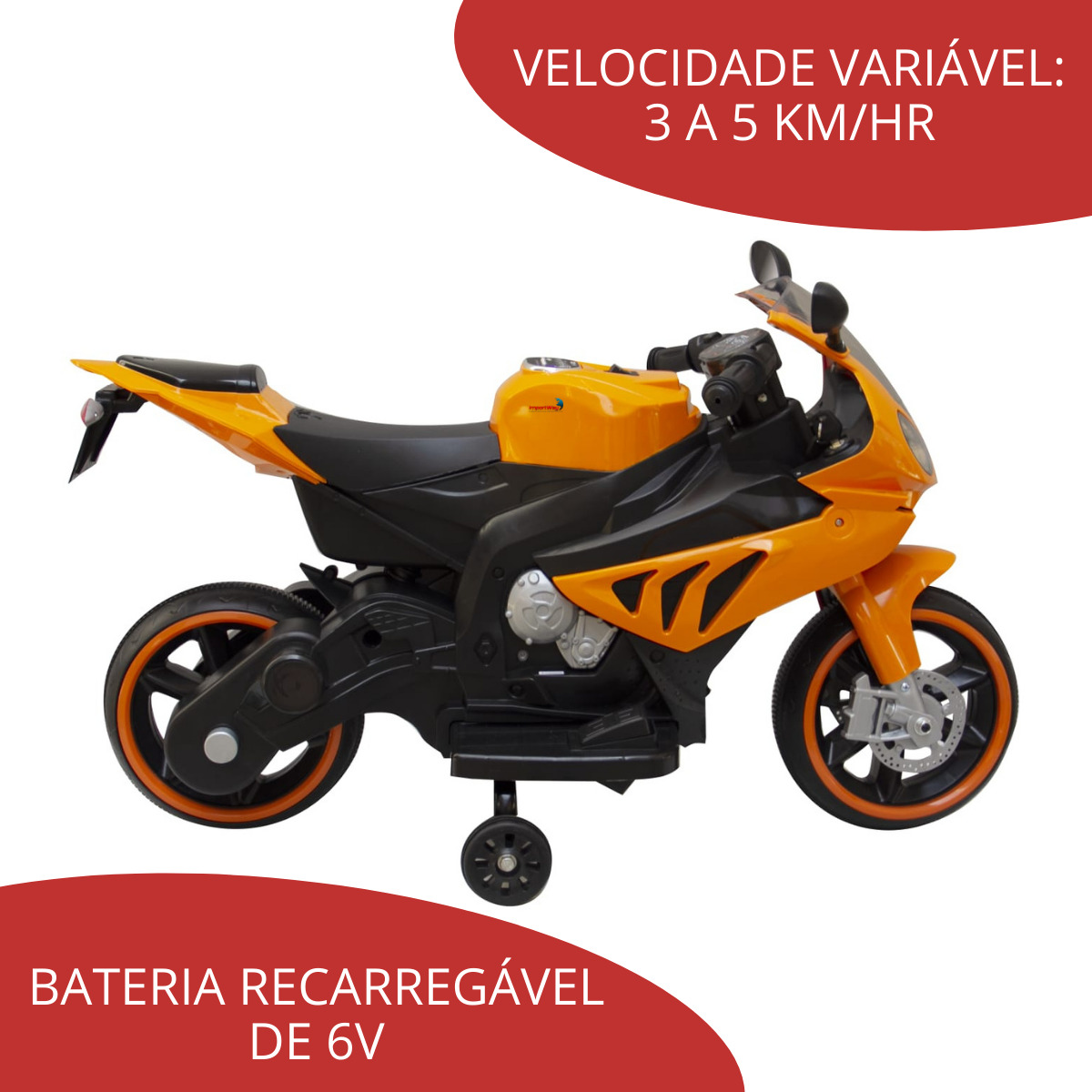 Mini Moto Elétrica Infantil BW127LR 6V - Laranja