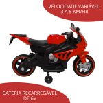 Mini Moto Elétrica 6V Vermelha BW127VM - 3