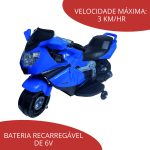 Mini Moto Elétrica Infantil Azul BW044AZ - 3