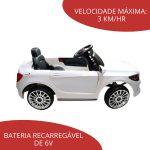 Mini Carro Elétrico Infantil 6v Com Controle Remoto Branco BW007BR - 3