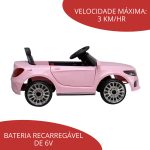 Mini Carro Elétrico Infantil 6v Com Controle Remoto Rosa BW007RS - 3