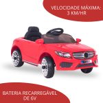 Mini Carro Elétrico Infantil 6v Com Controle Remoto Vermelho BW007VM - 3