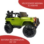 Mini Carro Elétrico Infantil Com Controle Remoto Verde BW028VD - 3