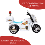 Mini Moto Elétrica Infantil Branco BW006BR - 3