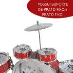 Bateria Infantil Com Banquinho Vermelha BW039VM - 3