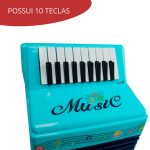 Sanfona Acordeon Infantil Com 3 Baixos E 10 Teclas Crianças - 5