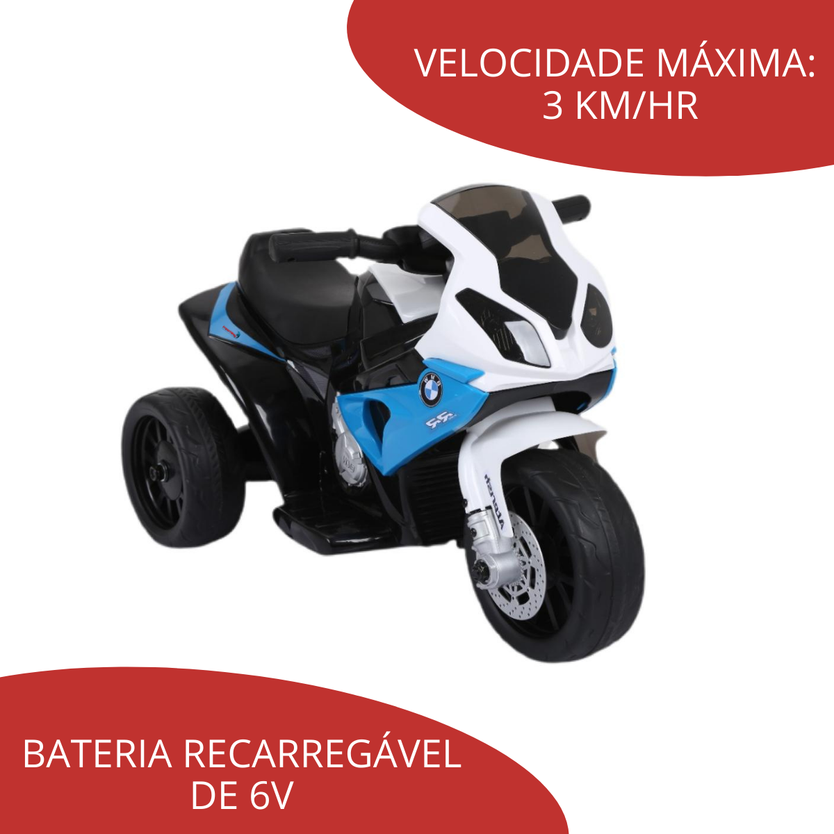 Moto Elétrica Infantil 12v BMW S1000RR Azul - Importway (BW179)