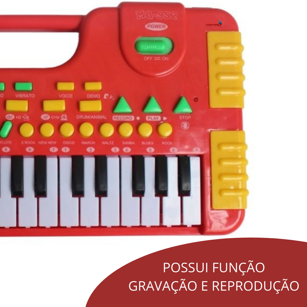 Teclado Piano Musical Center Infantil Vermelho 31 Teclas