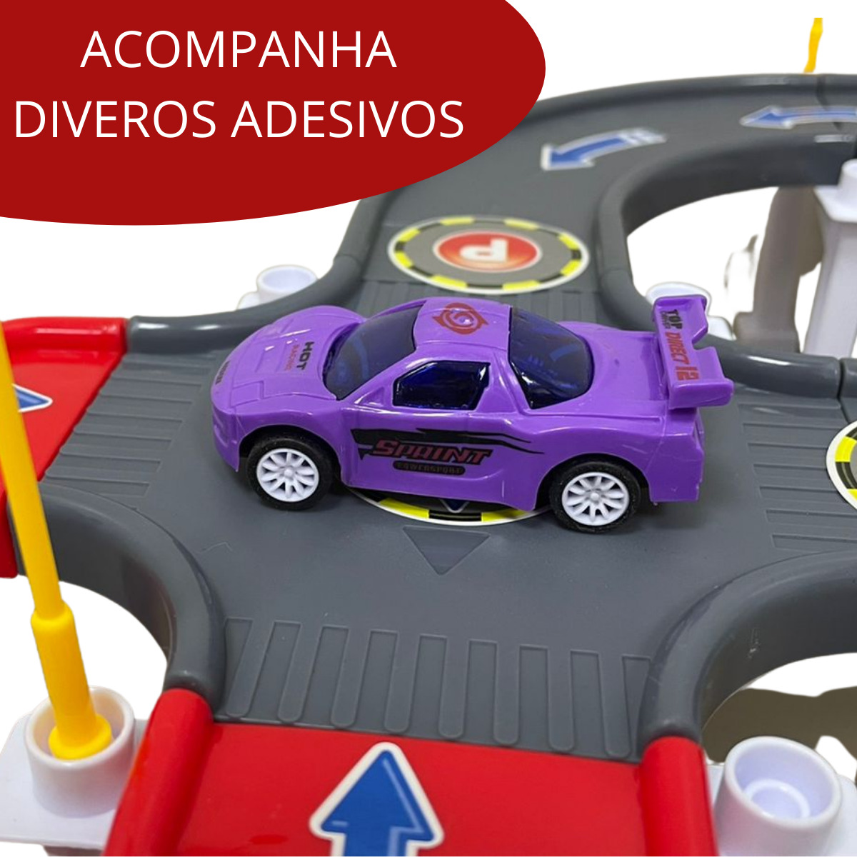 Mini Pista Track Pra Montar 26 Pcs Com 1 Carrinho Colorido