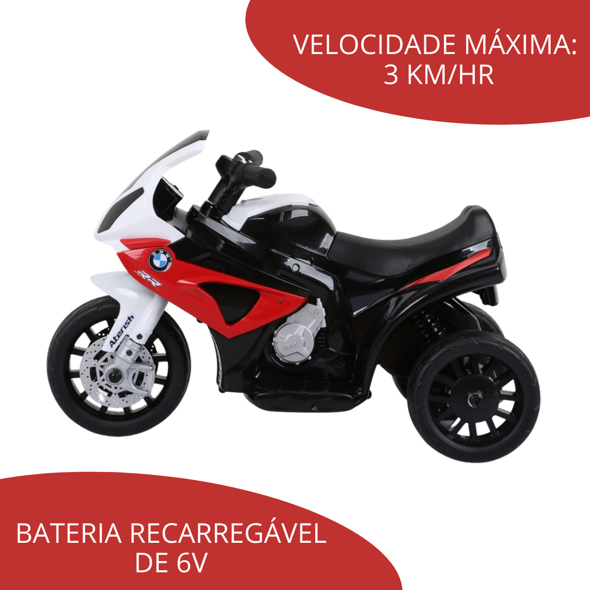 Moto Elétrica Infantil BMW S1000RR 12V De 3 Anos Até 25Kg Vermelho  Importway - Baby&Kids