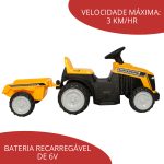 Carrinho Mini Trator Infantil Elétrico Amarelo 6v Com Reboque BW079AM - 5