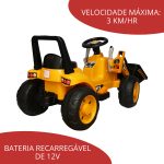 Mini Trator Escavadeira Elétrico 12v Amarelo BW081AM - 5