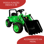 Mini Trator Escavadeira Elétrico Infantil 12v Verde BW081VD - 6