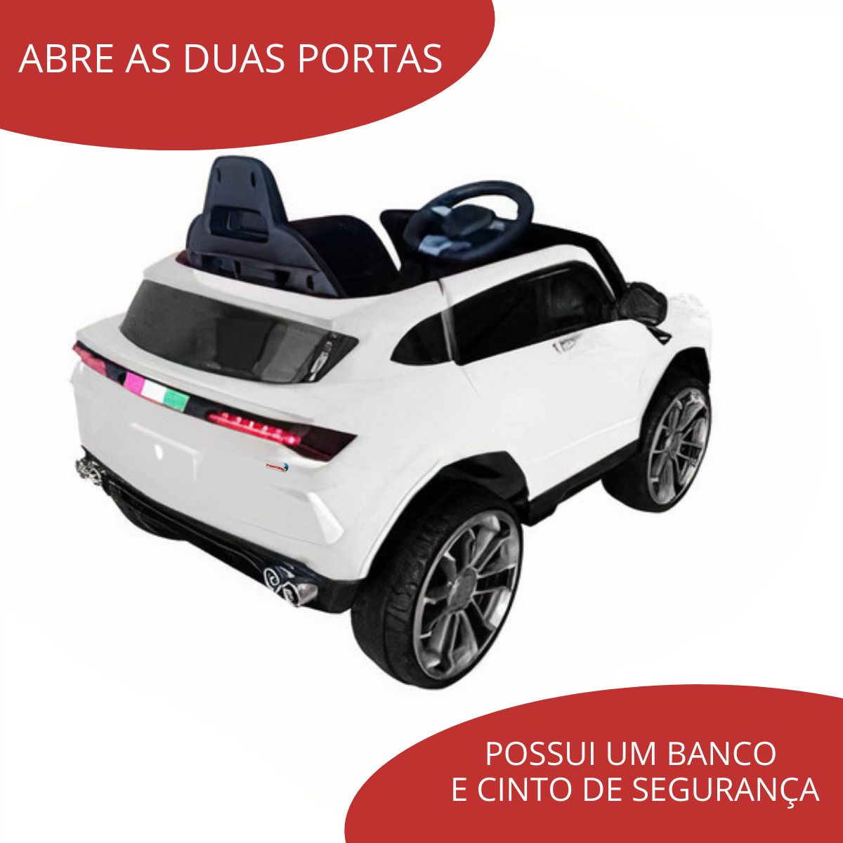 Mini Carro Elétrico Infantil com Controle Remoto - BW007BR - Importway -  Branco