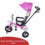 Triciclo Infantil Empurrador Com Capota Rosa BW084RS - 6
