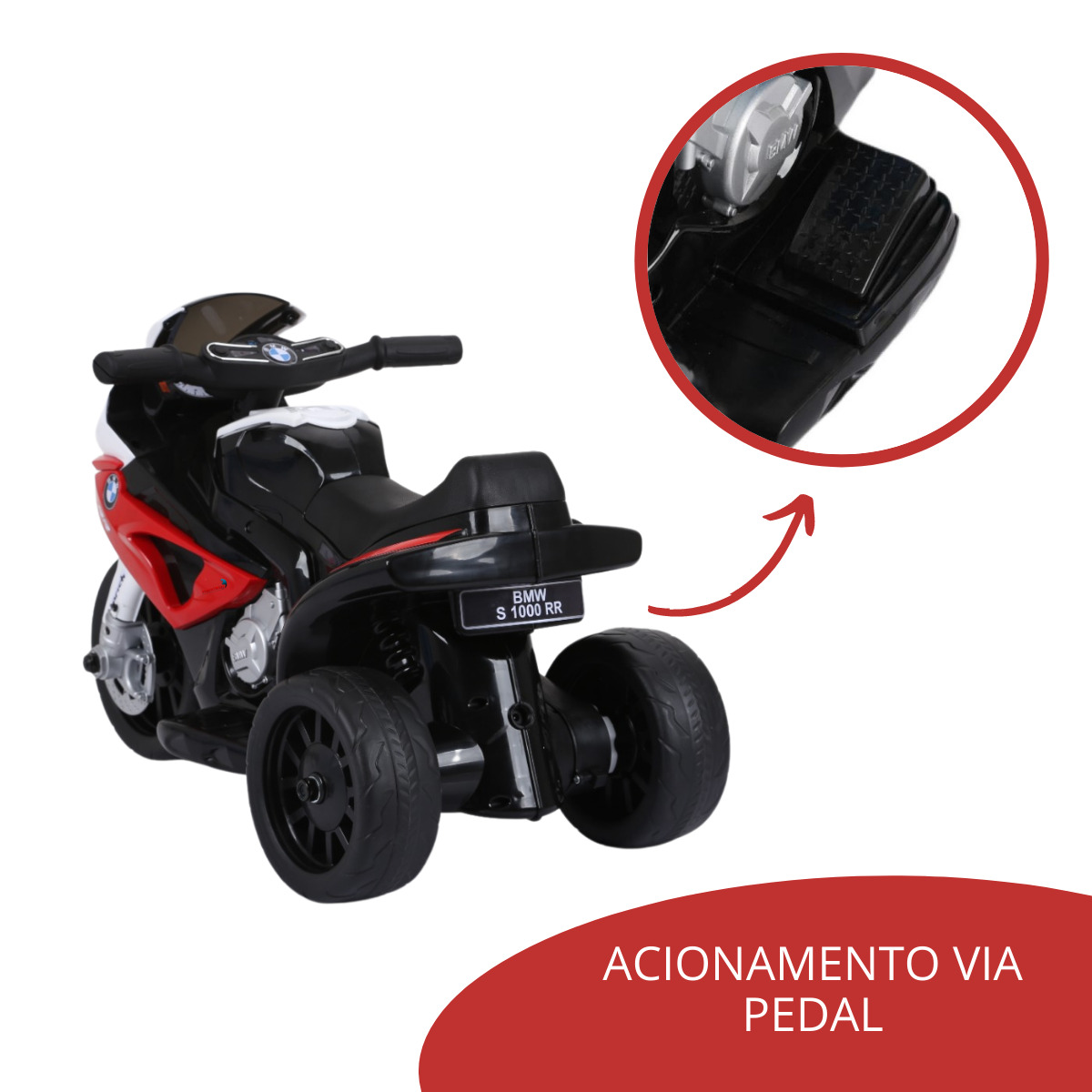 Mini Moto Elétrica Infantil 6v Bmw S1000rr Vermelha Criança