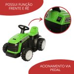 Carrinho Mini Trator Infantil Elétrico Verde 6v Com Reboque BW079VD - 5
