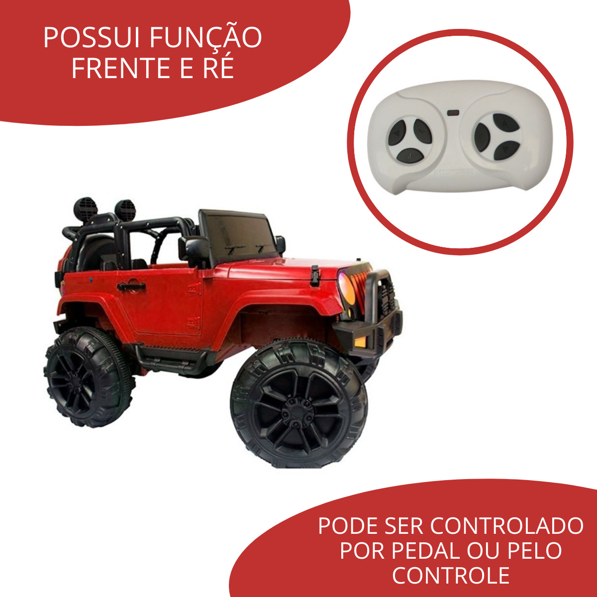 MINI CARRO ELETRICO IMPORTWAY BW097AZ INFANTIL VERMELHO C