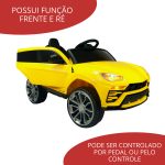 Mini Carro Elétrico Infantil Com Controle Remoto Amarelo BW029AM - 7