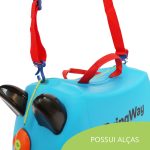 Mala Infantil Carrinho Com Puxador Rodinhas Importway Azul - 5