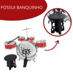 Bateria Infantil Com Banquinho Vermelha BW039VM - 5