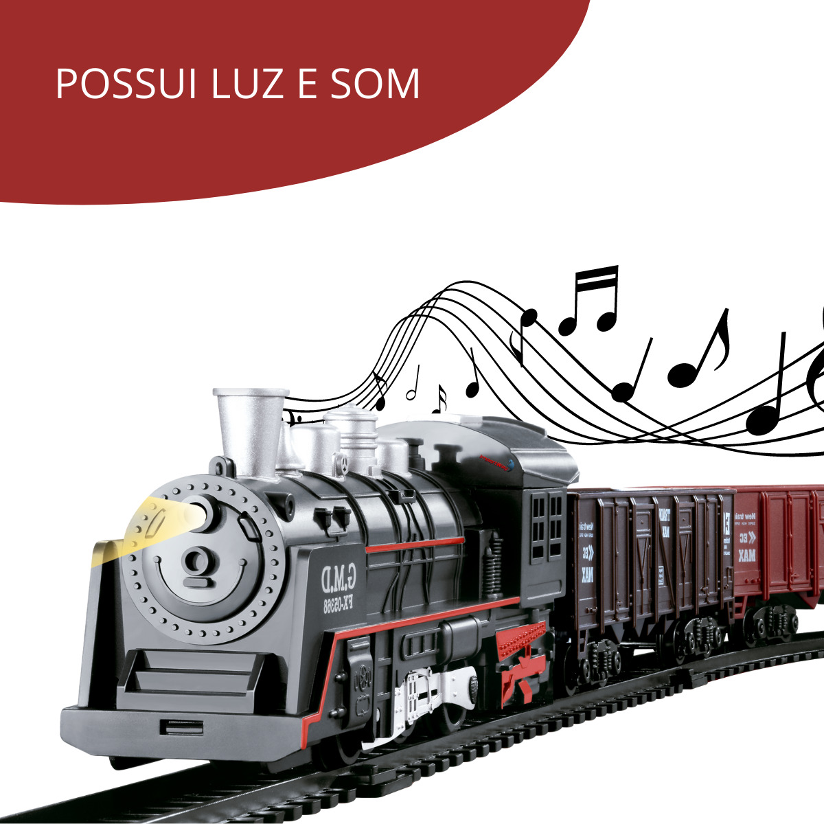 Brinquedo Trem Locomotiva Infantil Grande Com Som E Luz