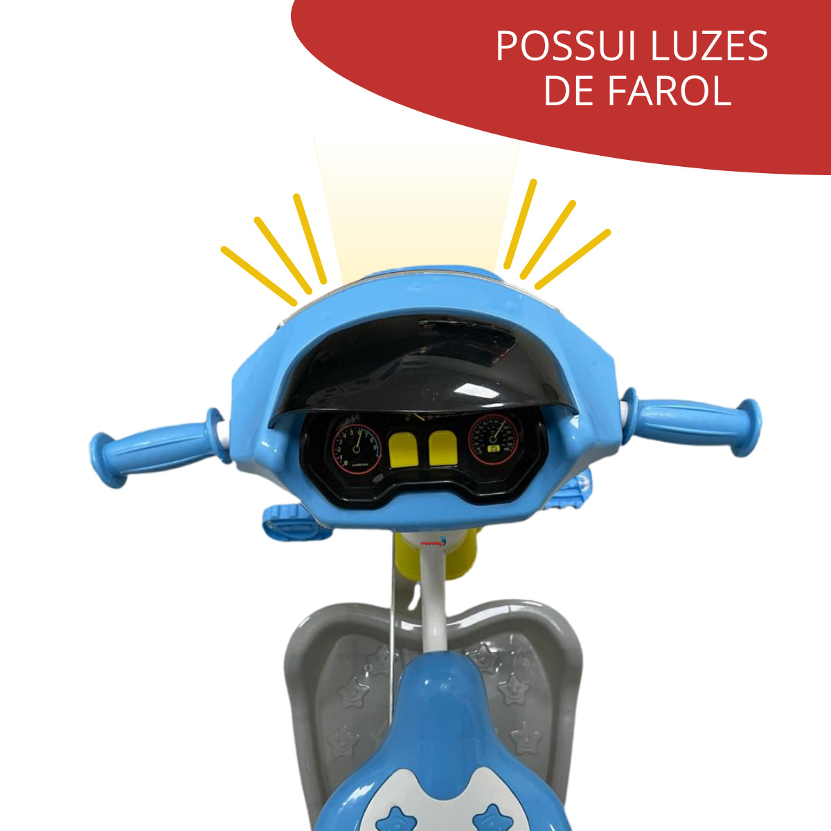 Triciclo Infantil Passeio Empurrador 2 Em 1 Importway BW003AZ Motoca Azul